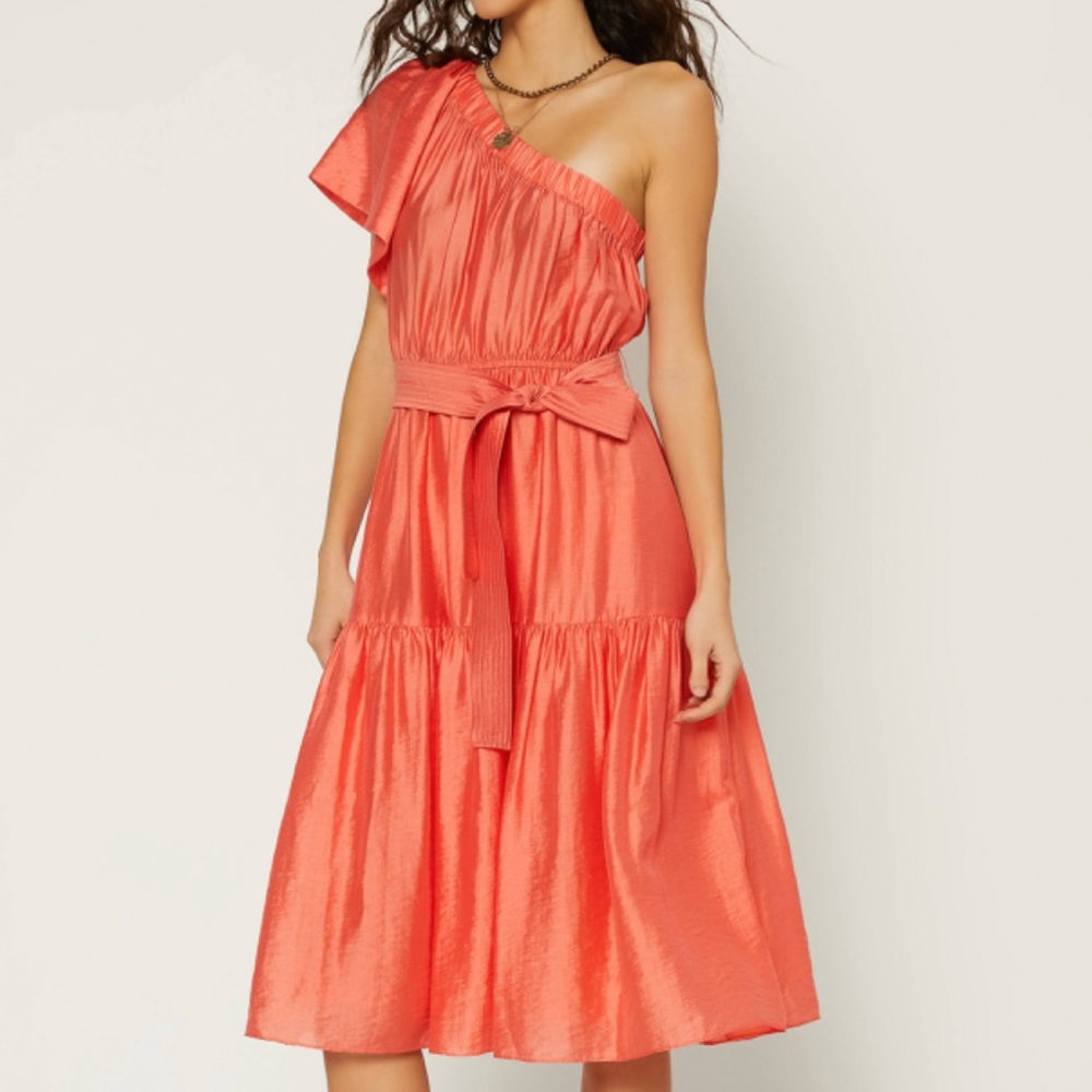 Current air one shoulder coral dress